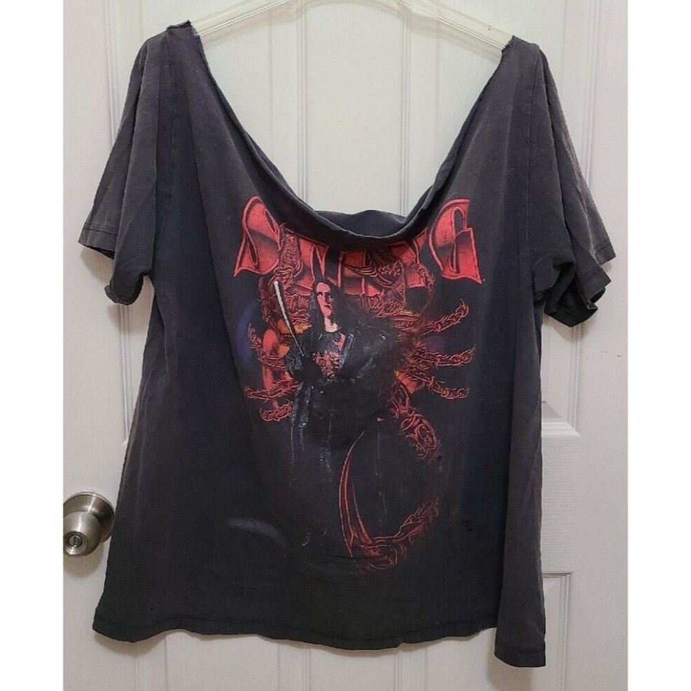 RARE Vtg 98 Sting Shirt Black WCW NWO The Stinger WWF The Crow Distress See Info